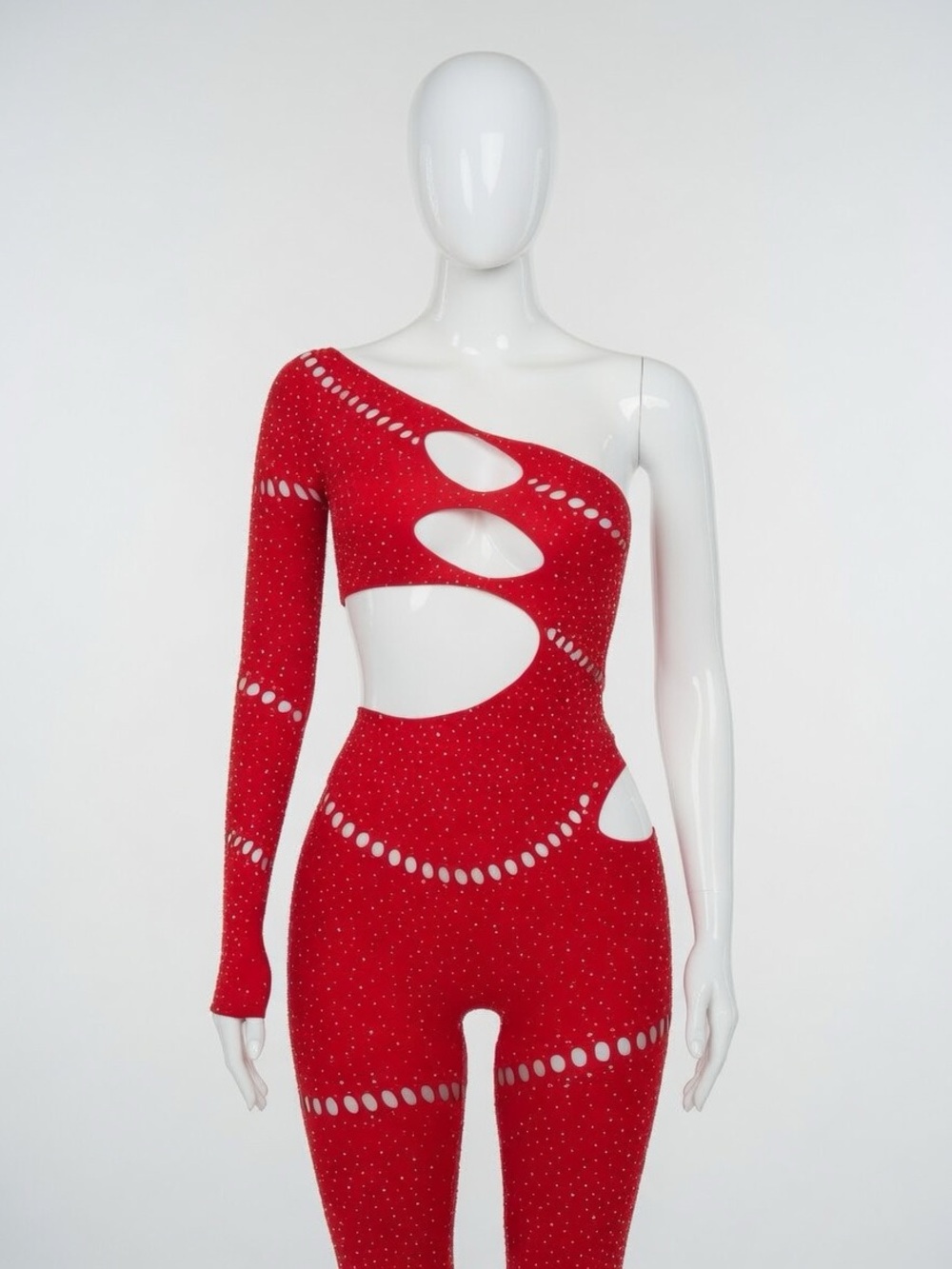 Red Cut-Out Jumpsuit - Picture 9 of 16